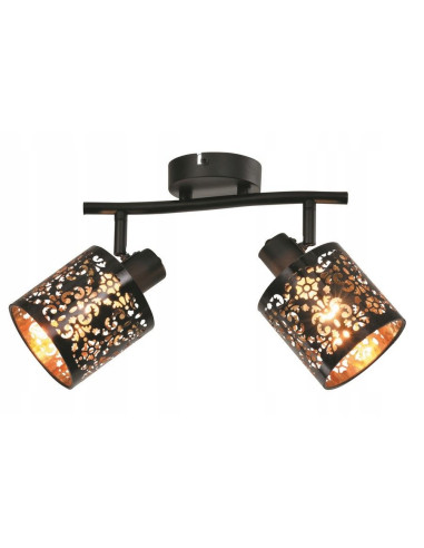 Elegancka lampa sufitowa KIGA w czerni i złocie, idealna do salonu i jadalni, z dwoma punktami światła E14