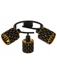 Lampa sufitowa THIAGO - nowoczesny półplafon czarno-złoty z 3 punktami świetlnymi do eleganckich wnętrz