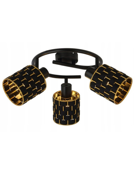 Lampa sufitowa THIAGO - nowoczesny półplafon czarno-złoty z 3 punktami świetlnymi do eleganckich wnętrz