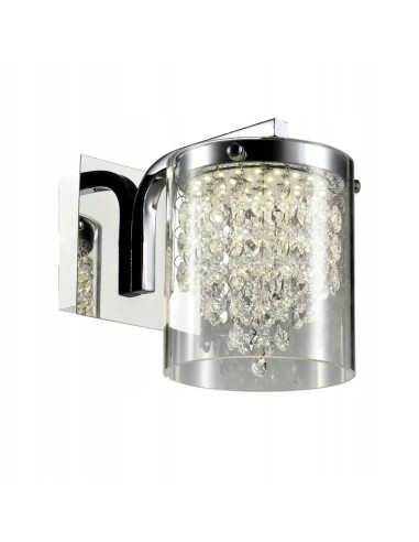 Kinkiet Glamour Cantos Cylindryczny z Kryształami i Chromowanymi Akcentami, Świetny do Korytarzy i Salonów