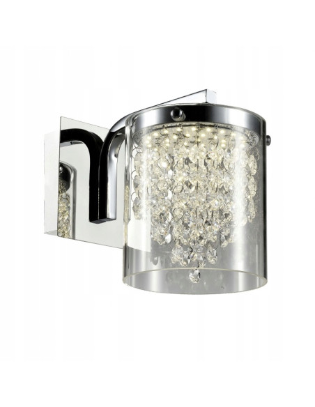 Kinkiet Glamour Cantos Cylindryczny z Kryształami i Chromowanymi Akcentami, Świetny do Korytarzy i Salonów
