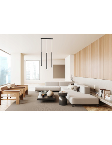 Lampa sufitowa SELTER 3 w kolorze czarnym - nowoczesny półplafon z trzema regulowanymi punktami świetlnymi