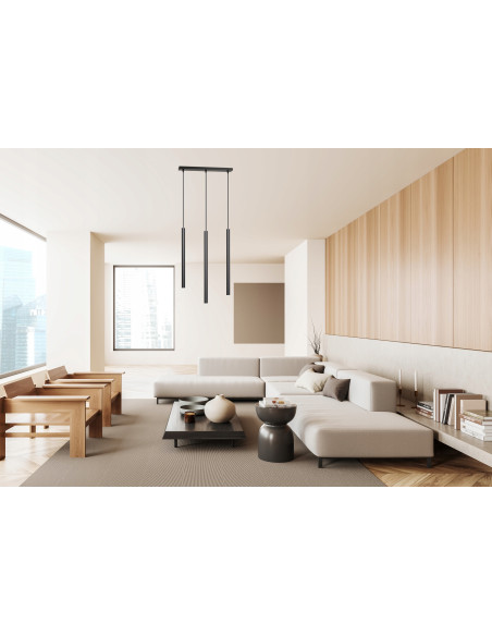 Lampa sufitowa SELTER 3 w kolorze czarnym - nowoczesny półplafon z trzema regulowanymi punktami świetlnymi