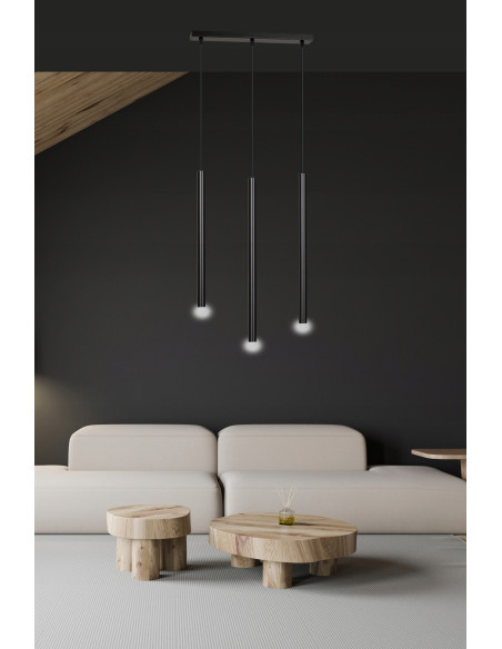 Lampa sufitowa SELTER 3 w kolorze czarnym - nowoczesny półplafon z trzema regulowanymi punktami świetlnymi