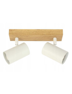 Plafon Quentin 2-punktowy w stylu skandynawskim, biało-beżowy, minimalistyczny do nowoczesnych wnętrz 2