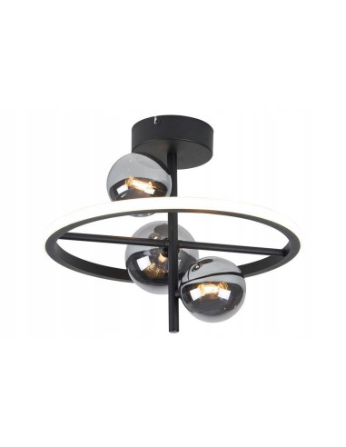 Nowoczesna lampa sufitowa Ticana LED z eleganckimi szklanymi kloszami, 1200 lumenów, 4 źródła światła, czarna