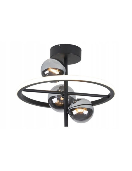Nowoczesna lampa sufitowa Ticana LED z eleganckimi szklanymi kloszami, 1200 lumenów, 4 źródła światła, czarna