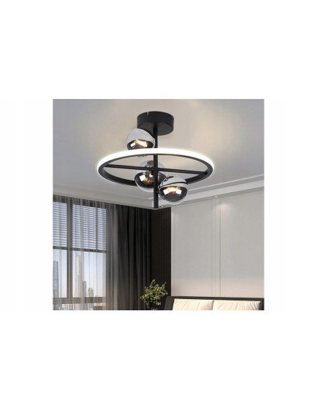 Nowoczesna lampa sufitowa Ticana LED z eleganckimi szklanymi kloszami, 1200 lumenów, 4 źródła światła, czarna