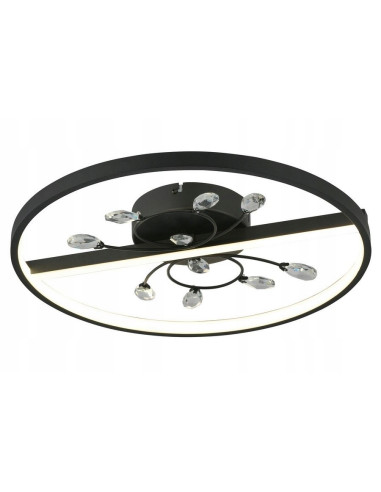 Plafon LED Dacota w czerni z kryształami, nowoczesny design, 24W, 4000K - elegancka lampa do salonu i biura