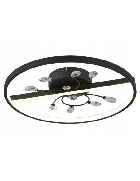 Plafon LED Dacota w czerni z kryształami, nowoczesny design, 24W, 4000K - elegancka lampa do salonu i biura
