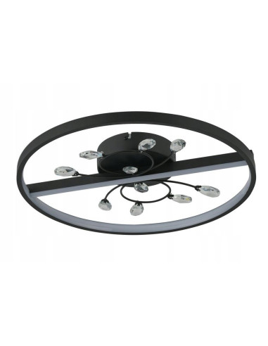 Plafon LED Dacota w czerni z kryształami, nowoczesny design, 24W, 4000K - elegancka lampa do salonu i biura