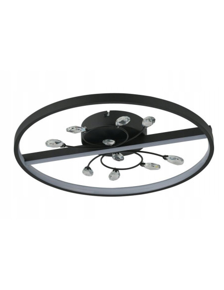 Plafon LED Dacota w czerni z kryształami, nowoczesny design, 24W, 4000K - elegancka lampa do salonu i biura