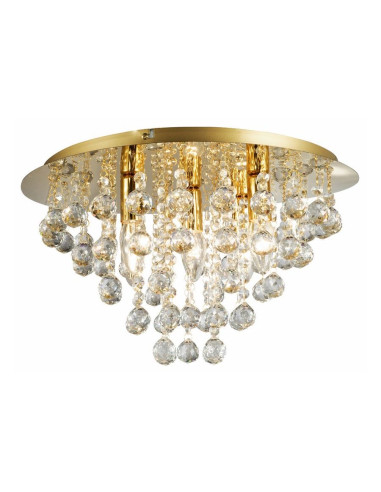 Lampa Plafon Kryształowy London Gold – Elegancki Okrągły Żyrandol 5xE14 do Sypialni i Nowoczesnych Wnętrz