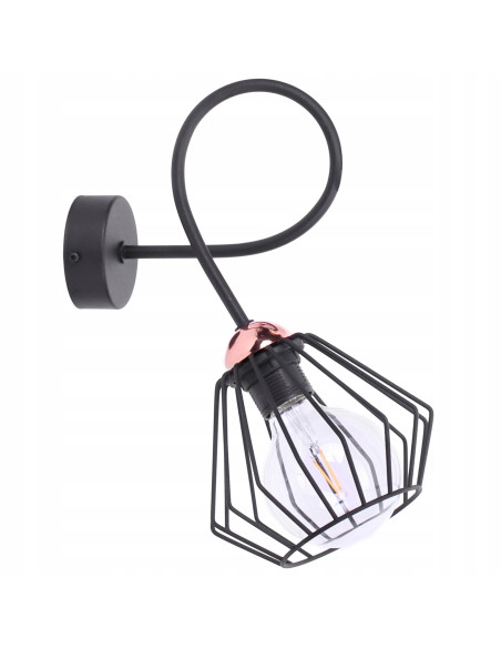 Kinkiet EDISON z miedzianą podkloszówką, nowoczesny design, E27 - biały, czarny, pomarańczowy, Light Home