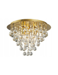 Złoty plafon kryształowy London Crystal z trzema źródłami światła E14 – elegancka lampa sufitowa do salonu