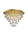 Złoty plafon kryształowy London Crystal z trzema źródłami światła E14 – elegancka lampa sufitowa do salonu