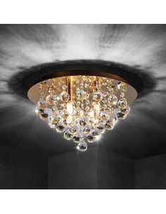 Złoty plafon kryształowy London Crystal z trzema źródłami światła E14 – elegancka lampa sufitowa do salonu 2