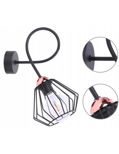 Kinkiet EDISON z miedzianą podkloszówką, nowoczesny design, E27 - biały, czarny, pomarańczowy, Light Home