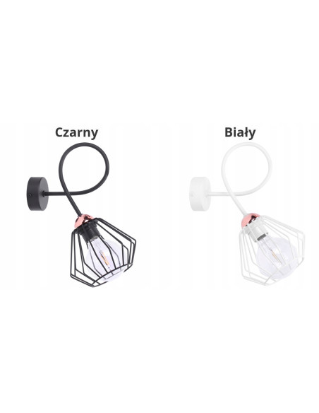 Kinkiet EDISON z miedzianą podkloszówką, nowoczesny design, E27 - biały, czarny, pomarańczowy, Light Home