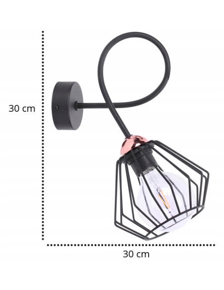 Kinkiet EDISON z miedzianą podkloszówką, nowoczesny design, E27 - biały, czarny, pomarańczowy, Light Home