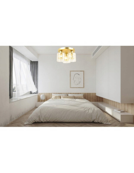 Plafon Elmo w kolorze złotym z kryształami – eleganckie oświetlenie do kuchni i salonu w stylu glamour