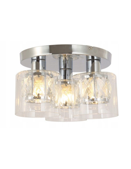 Plafon Elmo w chromie z kryształowymi detalami, eleganckie oświetlenie do sypialni, 3-punktowe E14, 25 cm