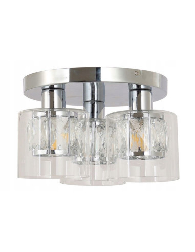 Plafon Elmo w chromie z kryształowymi detalami, eleganckie oświetlenie do sypialni, 3-punktowe E14, 25 cm