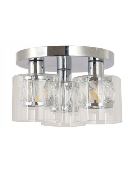 Plafon Elmo w chromie z kryształowymi detalami, eleganckie oświetlenie do sypialni, 3-punktowe E14, 25 cm