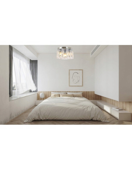 Plafon Elmo w chromie z kryształowymi detalami, eleganckie oświetlenie do sypialni, 3-punktowe E14, 25 cm