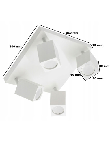 Lampa sufitowa QUANTUS IV w stylu industrialnym - elegancki plafon z 4 regulowanymi punktami świetlnymi