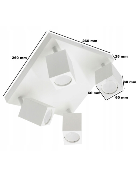 Lampa sufitowa QUANTUS IV w stylu industrialnym - elegancki plafon z 4 regulowanymi punktami świetlnymi