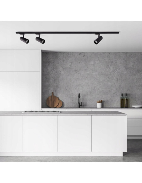 Nowoczesny reflektor szynowy ICE czarny GU10 50W – eleganckie oświetlenie do domu i przestrzeni komercyjnych