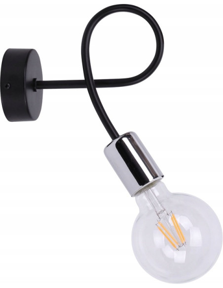 Kinkiet EDISON w minimalizmie - designerska lampa ścienna metalowa w kolorze czarnym/srebrnym/szarym do salonu i gabinetu