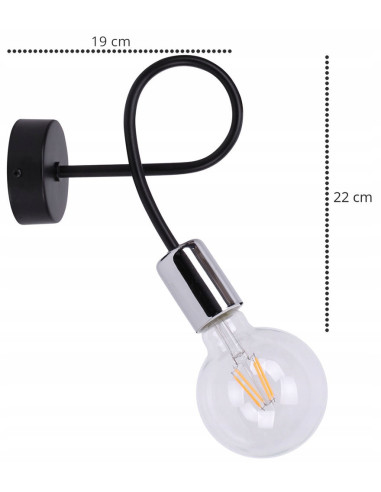 Kinkiet EDISON w minimalizmie - designerska lampa ścienna metalowa w kolorze czarnym/srebrnym/szarym do salonu i gabinetu