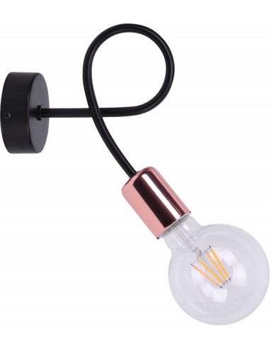 Kinkiet industrialny EDISON z miedzianymi akcentami - nowoczesne oświetlenie do wnętrz, czarny i pomarańczowy, E27 60W