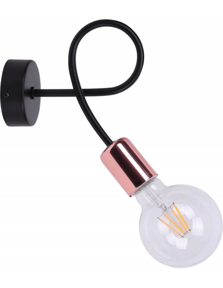 Kinkiet industrialny EDISON z miedzianymi akcentami - nowoczesne oświetlenie do wnętrz, czarny i pomarańczowy, E27 60W