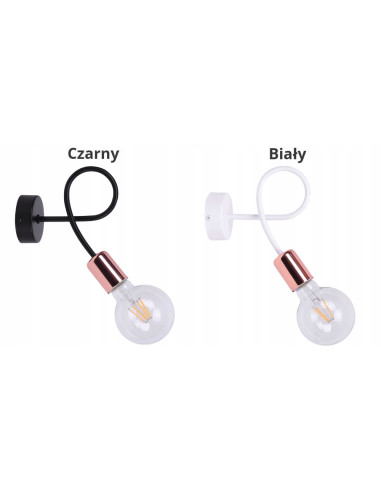 Kinkiet industrialny EDISON z miedzianymi akcentami - nowoczesne oświetlenie do wnętrz, czarny i pomarańczowy, E27 60W