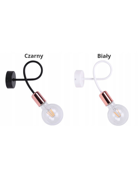 Kinkiet industrialny EDISON z miedzianymi akcentami - nowoczesne oświetlenie do wnętrz, czarny i pomarańczowy, E27 60W