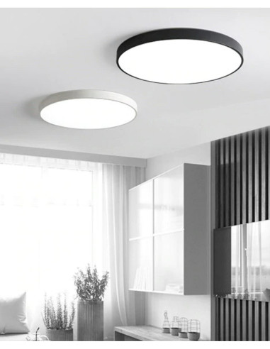 Nowoczesny plafon LED HOUSTON 80W w kolorze białym - eleganckie oświetlenie do salonu, korytarza i biura