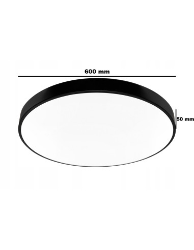 Nowoczesny plafon LED HOUSTON 60W, okrągły czarno-biały, 5400 lumenów, energooszczędny, elegancki do wnętrz.