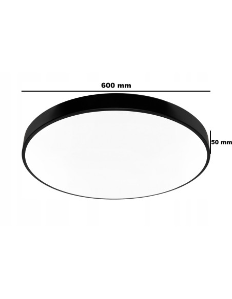 Nowoczesny plafon LED HOUSTON 60W, okrągły czarno-biały, 5400 lumenów, energooszczędny, elegancki do wnętrz.