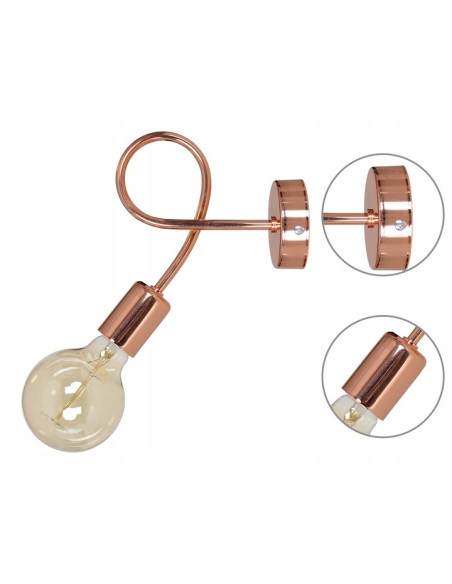 Miedziana lampa sufitowa EDISON 60W - nowoczesny design do eleganckich wnętrz salonu i jadalni