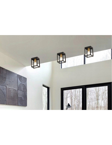 Plafon Loftowy Cage z Czarnym i Złotym Wykończeniem Idealny do Kuchni i Jadalni