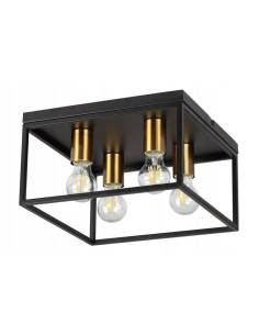 Plafon loftowy w kształcie klatki, czarny z złotymi akcentami - elegancka iluminacja do kuchni i salonu 2