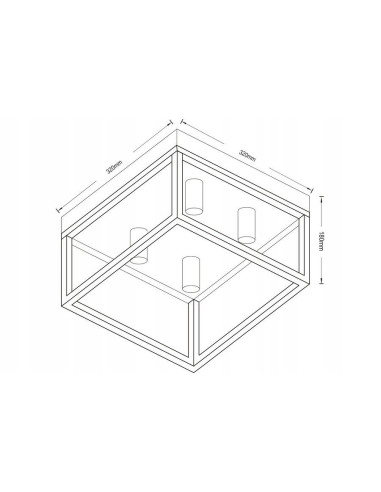 Plafon loftowy w kształcie klatki, czarny z złotymi akcentami - elegancka iluminacja do kuchni i salonu