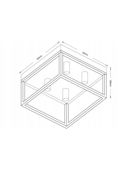 Plafon loftowy w kształcie klatki, czarny z złotymi akcentami - elegancka iluminacja do kuchni i salonu