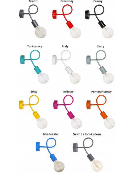 Lampa ścienna EDISON E27 w stylu industrialnym z spiralnym montażem - metalowa, dostępna w różnych kolorach