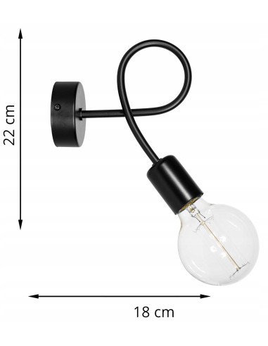 Lampa ścienna EDISON E27 w stylu industrialnym z spiralnym montażem - metalowa, dostępna w różnych kolorach