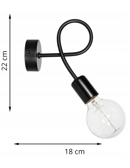 Lampa ścienna EDISON E27 w stylu industrialnym z spiralnym montażem - metalowa, dostępna w różnych kolorach