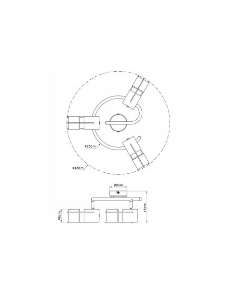 Plafon loftowy Scottie w kolorze bursztynowym i czarnym, okrągły, metalowo-szklany, 3-punkty świetlne